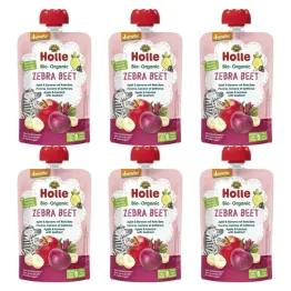 6 x Mus Owocowy Buraczana Zebra (Jabłko, Banan, Burak) Bez Dodatku Cukru Bio Demeter 100 g - Holle