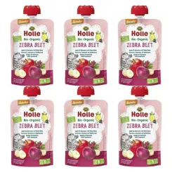 6 x Mus Owocowy Buraczana Zebra (Jabłko, Banan, Burak) Bez Dodatku Cukru Bio Demeter 100 g - Holle