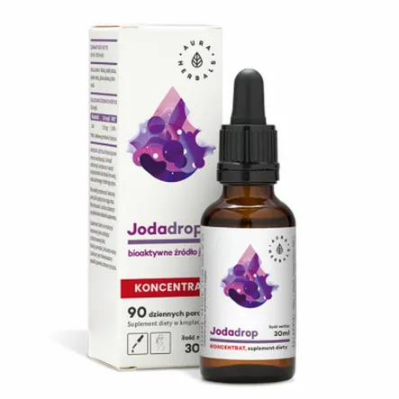 Jodadrop Bioaktywne Źródło Jodu Koncentrat Krople 30 ml - Aura Herbals - Wyprzedaż