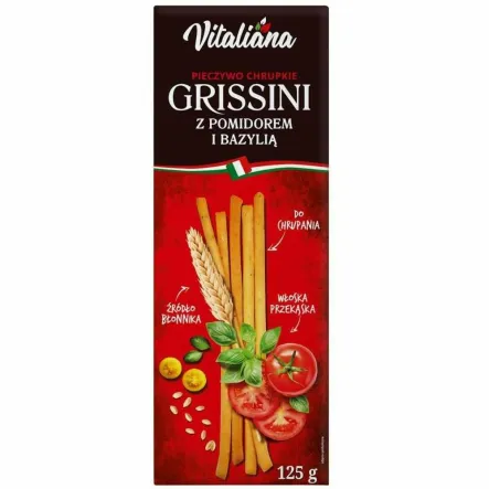 Paluszki Grissini z Pomidorami i Bazylią 125 g - Vitaliana
