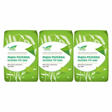 3 x Mąka Pszenna Razowa Typ 2000 Bio 1 kg - Bio Planet