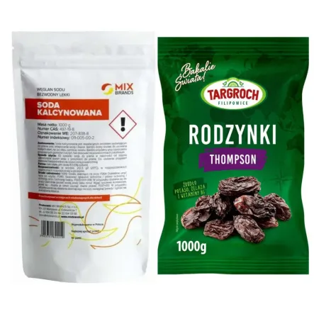 Soda Kalcynowana 1 kg - Big Nature + Rodzynki Thompson Niesiarkowane 1 kg - Targroch