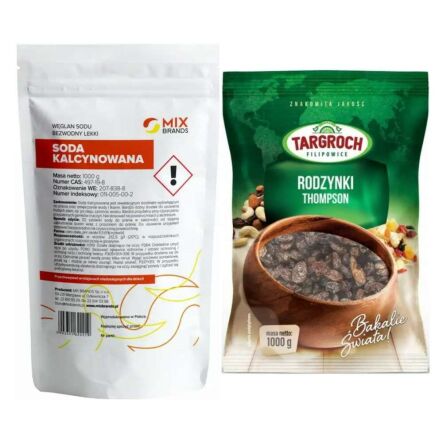 Soda Kalcynowana 1 kg - Big Nature + Duże Rodzynki Thompson Niesiarkowane 1 kg - Targroch