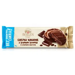 Ciastka Kakaowe z Kremem Brownie w Czekoladzie Deserowej Bez Dodatku Cukru 96 g - Bergen