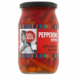 Papryka Pepperoni Czerwona Cała 325 g( 170 g) - Casa de Mexico