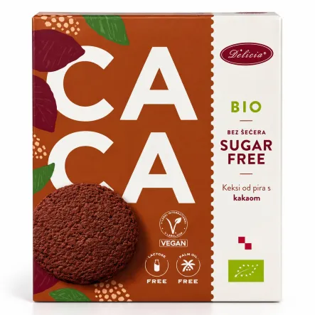 Ciastka Orkiszowe z Kakao Bez Dodatku Cukru BIO 125 g - Delicia