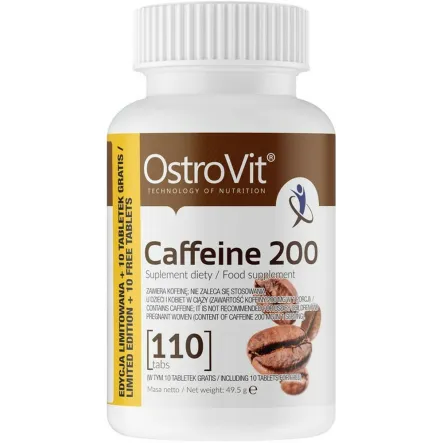 OstroVit Caffeine 200 110 tabletek Herbs Extract 49,5 g - Wyprzedaż