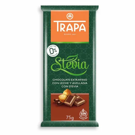Trapa Czekolada Mleczna z Orzechami Laskowymi ze Stewią bez Dodatku Cukru 75 g