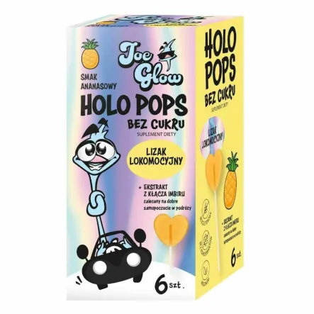 Lizaki o Smaku Ananasowym z Imbirem na Objawy Lokomocyjne Bez Cukru 6 Sztuk - Joe Glow