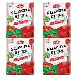 Zestaw 4 x Galaretka o Smaku Truskawkowym Bez Dodatku Cukru Bezglutenowa 14 g - Celiko