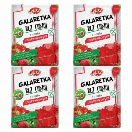 Zestaw 4 x Galaretka o Smaku Truskawkowym Bez Dodatku Cukru Bezglutenowa 14 g - Celiko