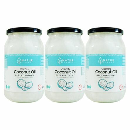 3 x Olej Kokosowy Nierafinowany Virgin 100% Tłoczony na Zimno 900 ml - Natur Planet