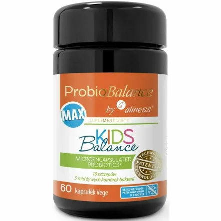ProbioBalance MAX KIDS Balance 5 mld. Żywych Komórek Bakterii 60 Kapsułek - Aliness