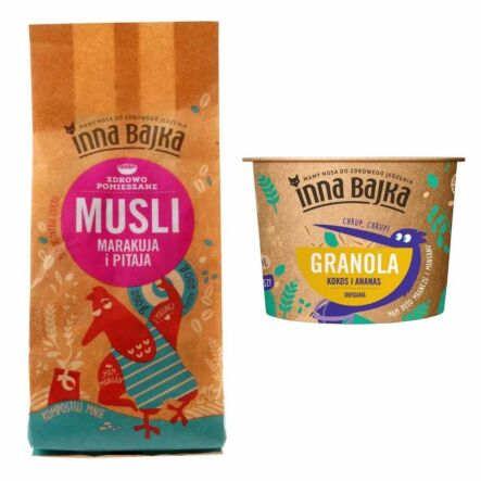 Musli Marakuja i Pitaja 250 g - Inna Bajka + Granola Kokos i Ananas 65 g - Inna Bajka