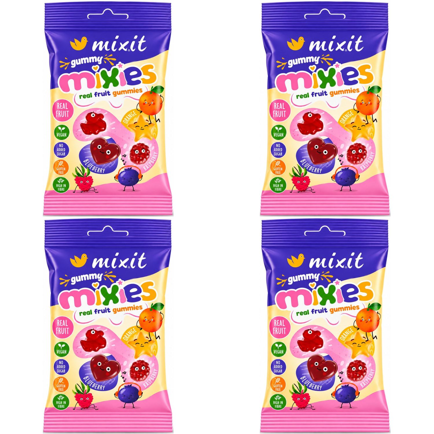 4 x Mixies Naturalne Żelki Owocowe Bez Dodatku Cukru 35 g - Mixit