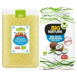 Polska Kasza Jaglana Bio 1 kg - Bio Raj + Olej Kokosowy Extra Virgin Nierafinowany Zimnotłoczony Bio 900 ml - Big Nature