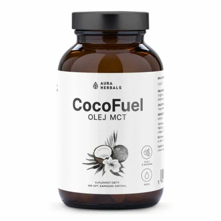 Olej MCT z Kokosa Coco Fuel 100 Kapsułek Softgel - Aura Herbals