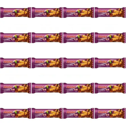 20 x Rurki Kukurydziane Nadziewane Kakaowe Bezglutenowe 18 g - Alaska