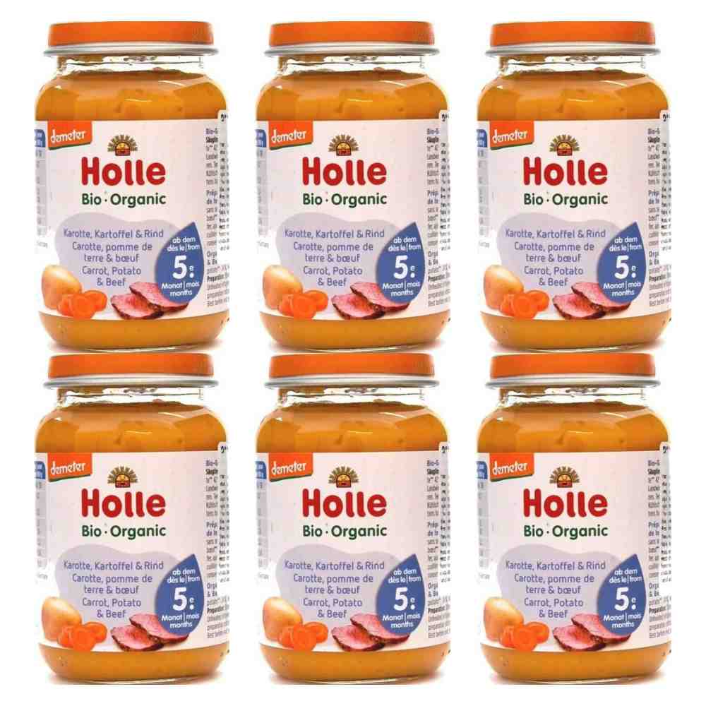 6 x Danie dla Niemowląt z Wołowiną Bio Demeter 190 g - Holle
