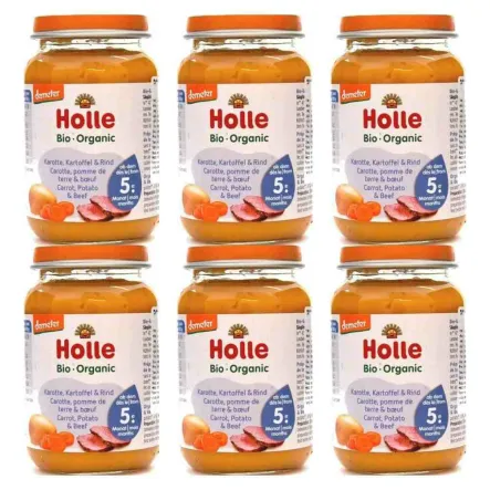 6 x Danie dla Niemowląt z Wołowiną Bio Demeter 190 g - Holle