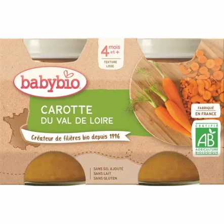 Przecier z Marchwi od 4 Miesiąca Bezglutenowy Bio 2x130 g - Babybio