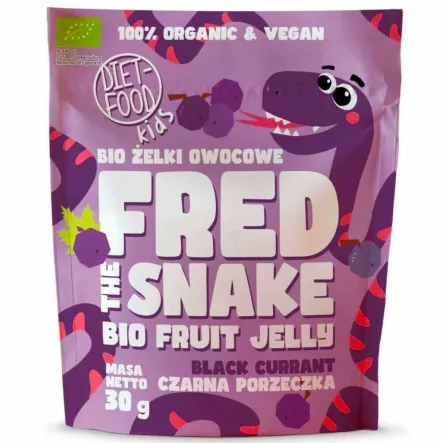 Żelki Owocowe Fred The Snake CZARNA PORZECZKA BIO 30 g - Diet-Food Kids