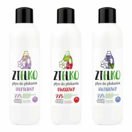 Płyn do Płukania Tropikalny 1 l + Płyn do płukania Owocowy 1 l + ZIELKO Płyn do Płukania Kwiatowy 1 l - Sylveco