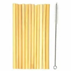 12 Słomek Bambusowych+ Szczoteczka do Mycia