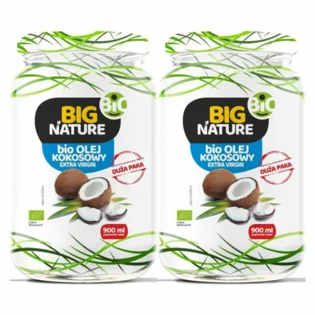 2 x Olej Kokosowy Extra Virgin Nierafinowany Zimnotłoczony Bio 900 ml - Big Nature