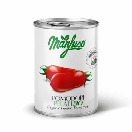 Pomidory Bez Skórki Bio 400 g - Manfuso - Pomidorki w Puszce bez Skórek