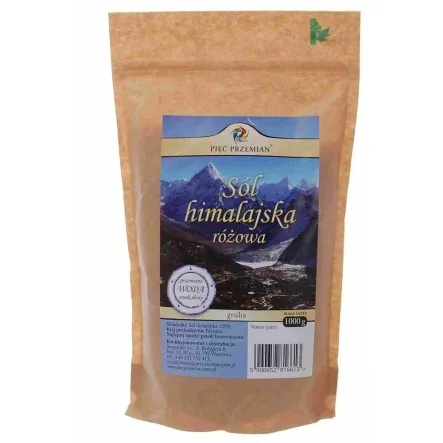 Sól himalajska różowa gruboziarnista 1000 g - Pięć Przemian