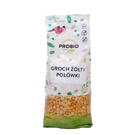 Groch Żółty Łuskany Połówki Bezglutenowy Bio 500 g - Probio