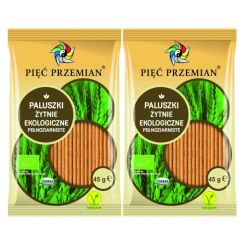 Zestaw 2 x Paluszki Żytnie Pełnoziarniste Bio 45 g Pięć Przemian