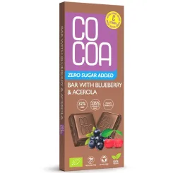 Czekolada Jagodowa z Witaminą C z Aceroli Bez Dodatku Cukru BIO 40 g - Cocoa