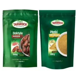 Zestaw Daktyle Suszone Bez Pestek 1 kg + Płatki Drożdżowe Nieaktywne 250 g Targroch