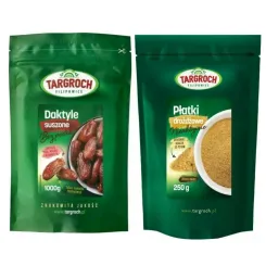 Zestaw Daktyle Suszone Bez Pestek 1 kg + Płatki Drożdżowe Nieaktywne 250 g Targroch