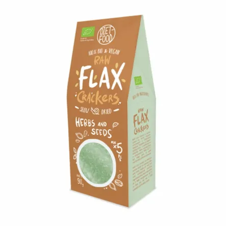 Flax Crackers z Ziarnami i Ziołami Bio 90 g Diet Food - Przecena Krótka Data Minimalnej Trwałości