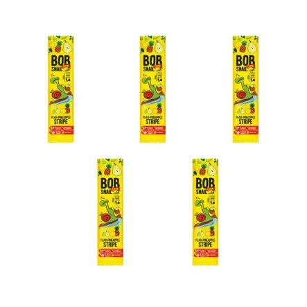 5 x Przekąska Gruszkowo - Ananasowa Bez Dodatku Cukru 14 g - Bob Snail