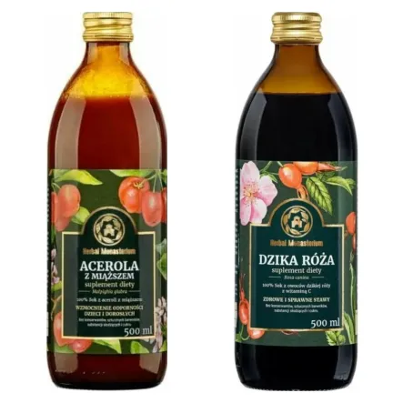 Acerola z Miąższem 500 ml + Dzika Róża 500 ml - Herbal Monasterium
