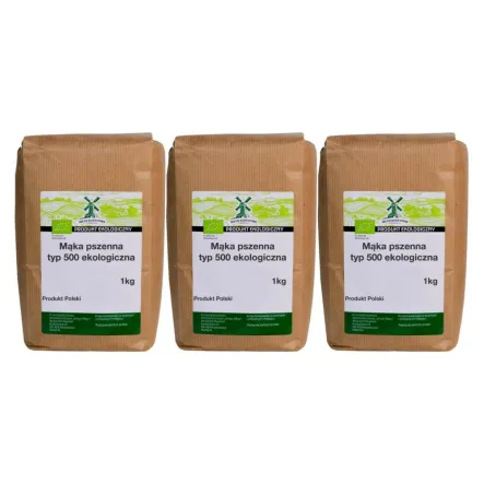 3 x Mąka Pszenna Typ 500 Eko 1 kg - Młyn Kopytowa