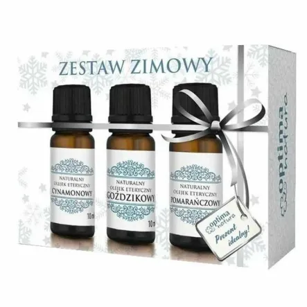 Zestaw Zimowy (Olejki Cynamon, Goździk, Pomarańcza) 3x 10 ml - Optima Natura - Przecena Krótka Data Minimalnej Trwałości