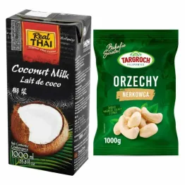 Zestaw Mleko Kokosowe UHT 85% Ekstrakt Kokosa 1L  RealThai  + Orzechy Nerkowca Połówki 1 kg - Targroch