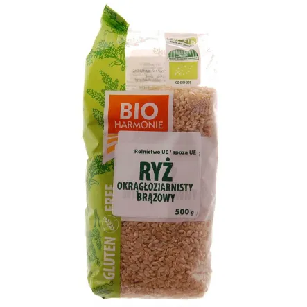 Ryż Okrągłoziarnisty Brązowy Bezglutenowy Natural 500 g Bio Bioharmonie 