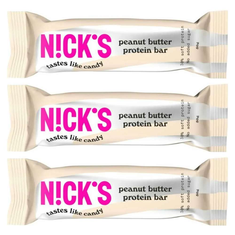3 x Baton Proteinowy z Orzeszkami Ziemnymi w Mlecznej Czekoladzie 50 g - Nicks