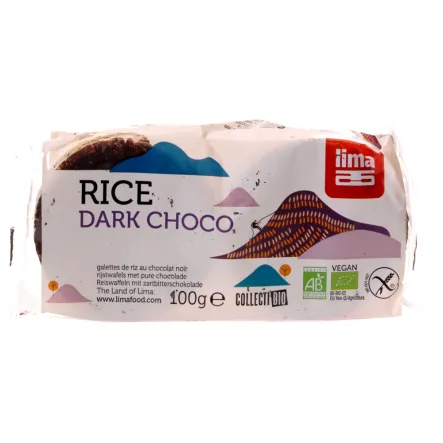Wafle Ryżowe z Gorzką Czekoladą Bezglutenowe Bio 100 g - Lima