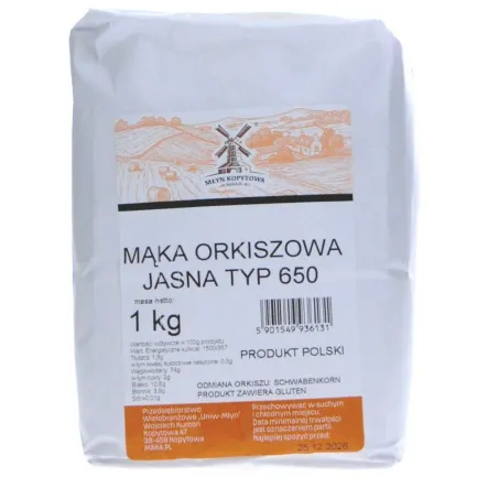 Mąka Orkiszowa Jasna Typ 650 1 kg - Młyn Kopytowa