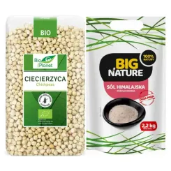 Ciecierzyca Bezglutenowa Bio 1 kg - Bio Planet + Sól Himalajska Różowa Drobna 2,2 kg - Big Nature