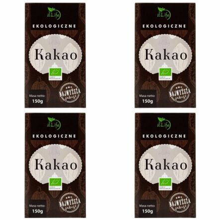4 x Kakao o Obniżonej Zawartości Tłuszczu Bio 150 g - Biolife