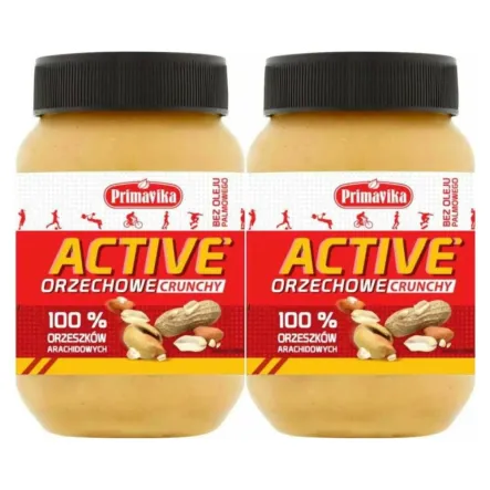 2 x Pasta Orzechowa ACTIVE Crunchy 470 g - Primavika