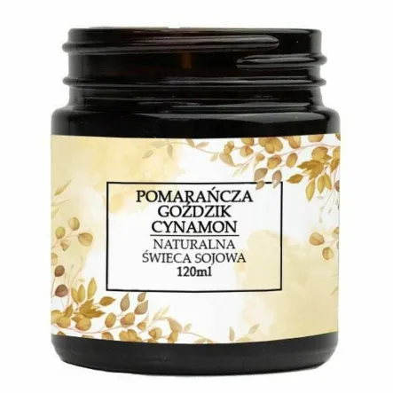 Naturalna Świeca Sojowa - Pomarańcza, Goździk, Cynamon 120 ml - Vitafarm